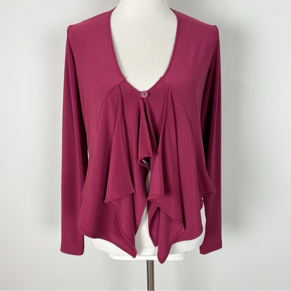 Sympli Deep Red Waterfall Top Layer Blouse Boho Hippie Size 6 Women's
